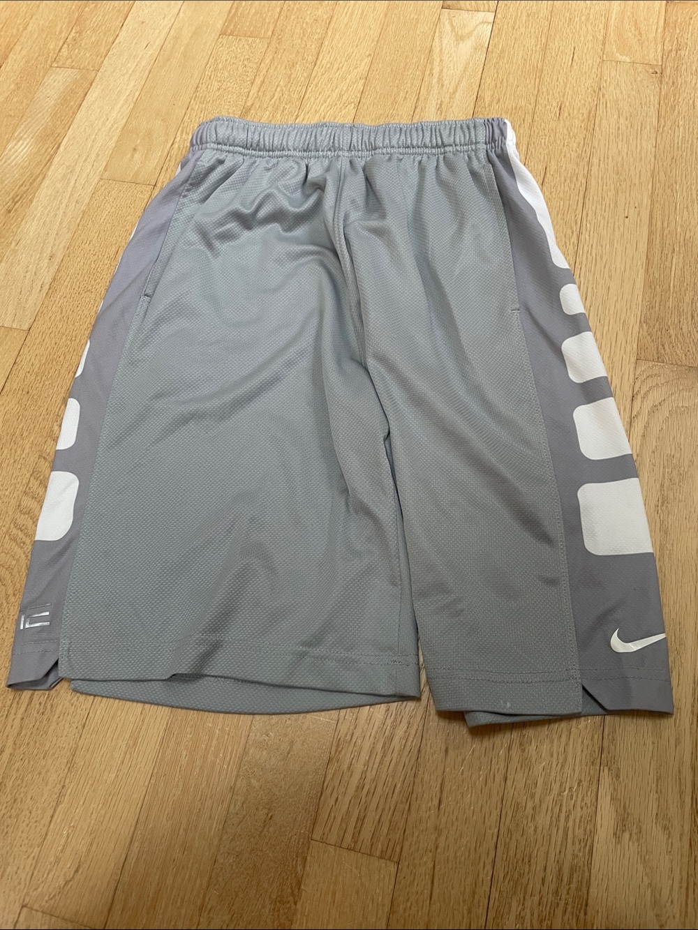 Nike Men’s Light Gray Athletic Mesh Shorts with White Accents